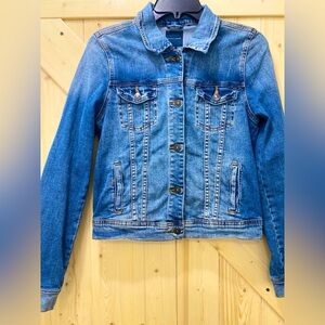 ❤️❤️Just USA Denim Chic Blue Jean Long Sleeve Button Down Denim Jacket